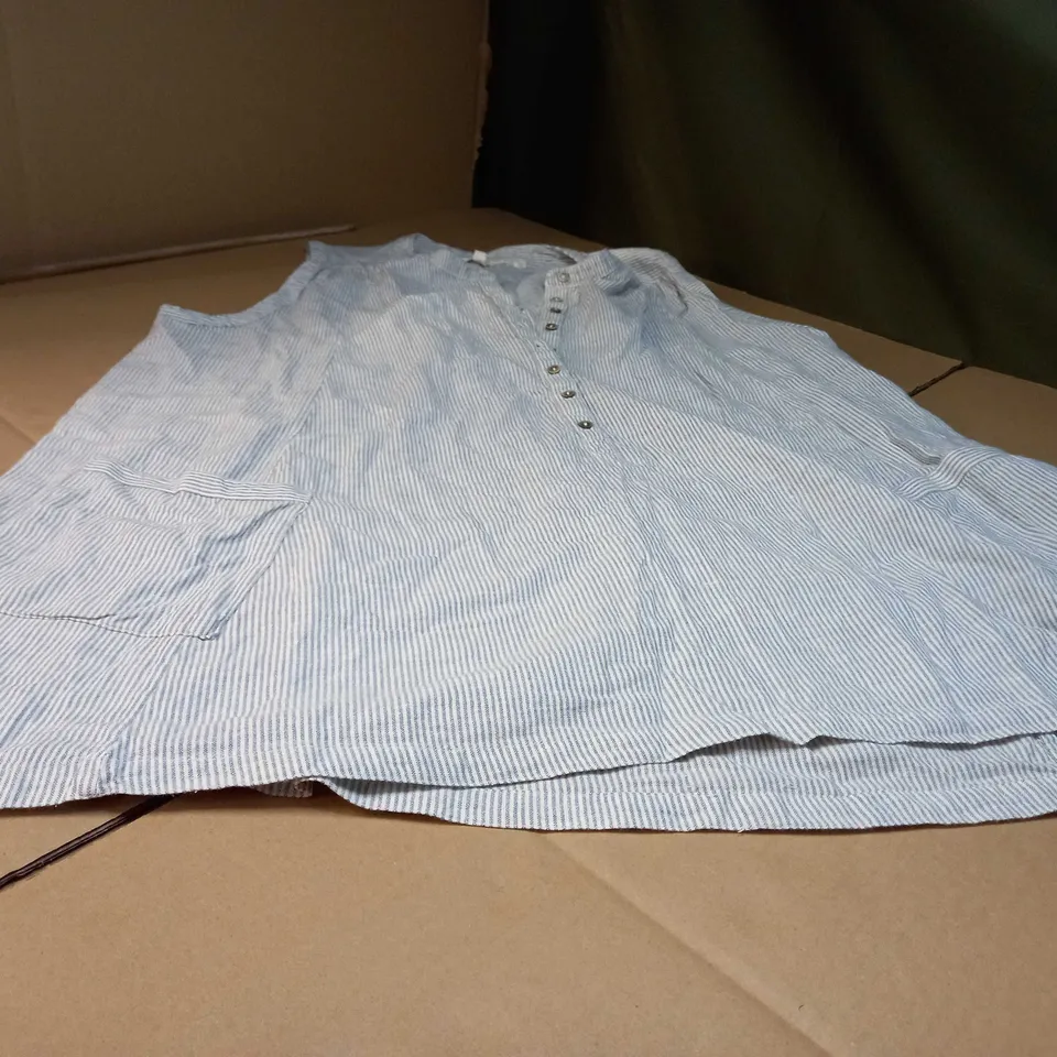 FATFACE GREY STRIPPED LINEN STYLE TUNIC - SIZE 16