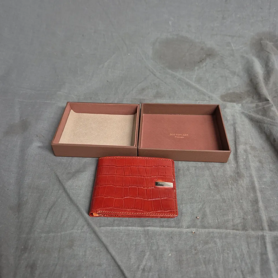 JOS VON ARX RED CROCODILE-EMBOSSED WALLET