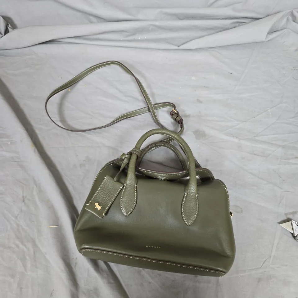 RADLEY OLIVE GREEN LEATHER HANDBAG WITH SHOULDER STRAP