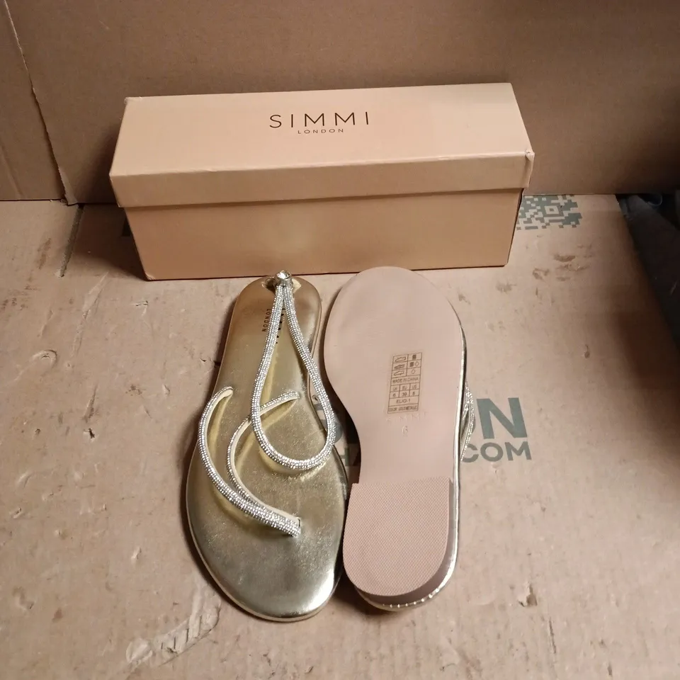 SIMMI LONDON SILVER THONG SANDALS –  SIZE UK 6