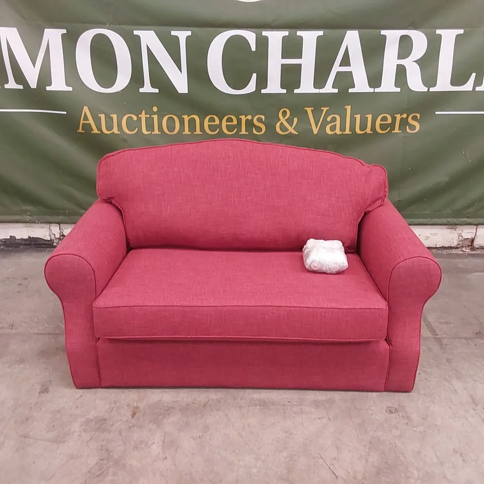 QUALITY DESIGNER LYNEHAM LOVE SEAT SOFA - HELSINKI CRANBERRY FABRIC
