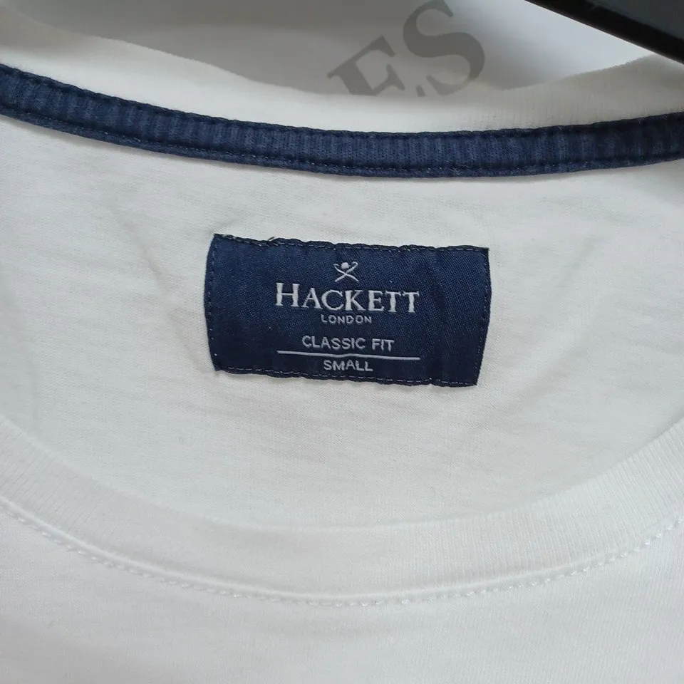 HACKETT LONDON WHITE LOGO CLASSIC FIT T-SHIRT- SMALL