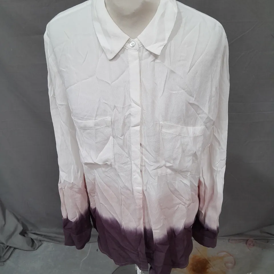 MINT VELVET SHIRT IN WHITE/PURPLE OMBRE SIZE 12
