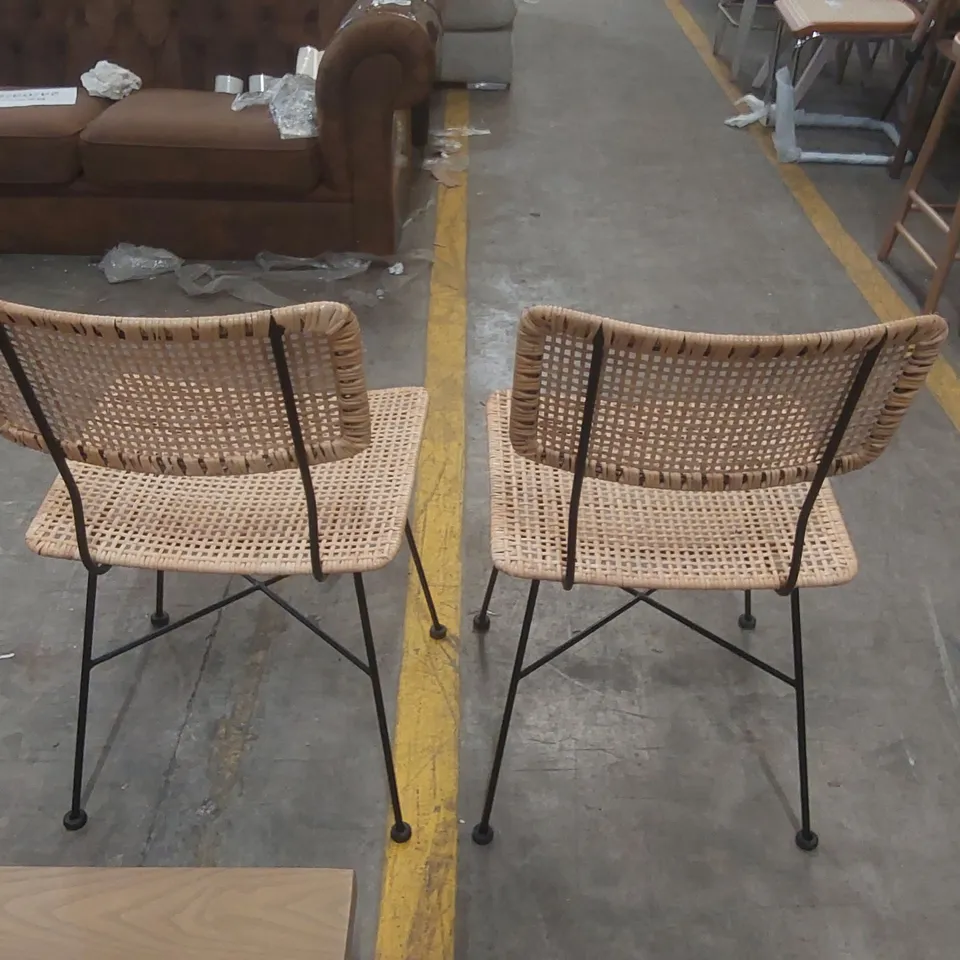 PAIR OF DESIGNER RATTAN DINING CHAIRS