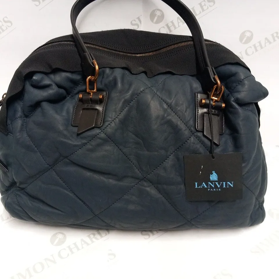LANVIN NAVY LAMBSKIN BOWLING BAG