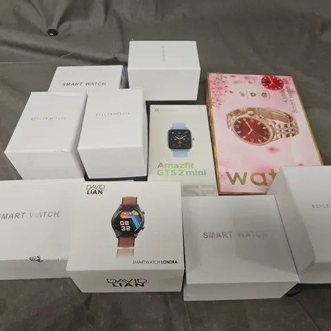 10 X ASSORTED SMARTWATCHES IN VARIOUS BRANDS TO INCLUDE REFLEX ACTIVE, DAVID LIAN, AMAZFIT ETC 