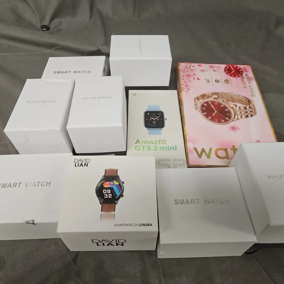 10 X ASSORTED SMARTWATCHES IN VARIOUS BRANDS TO INCLUDE REFLEX ACTIVE, DAVID LIAN, AMAZFIT ETC 