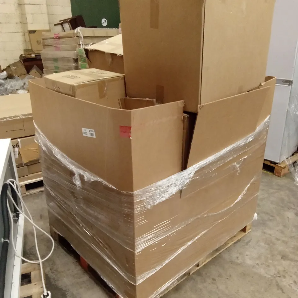 PALLET TO CONTAIN APPROXIMATELY 15 DESIGNER INDOOR LIGHTING PRODUCTS TO INCLUDE; CEILING LIGHTS, WALL LIGHTS, FLOOR LAMP ETC