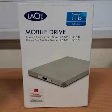 SEALED LACIE 1TB EXTERNAL PORTABLE HARD DRIVE