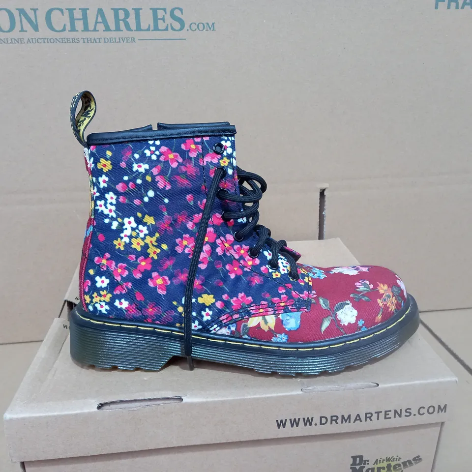 BOXED PAIR OF SIZE 2 DR MARTENS FLORAL BOOTS 