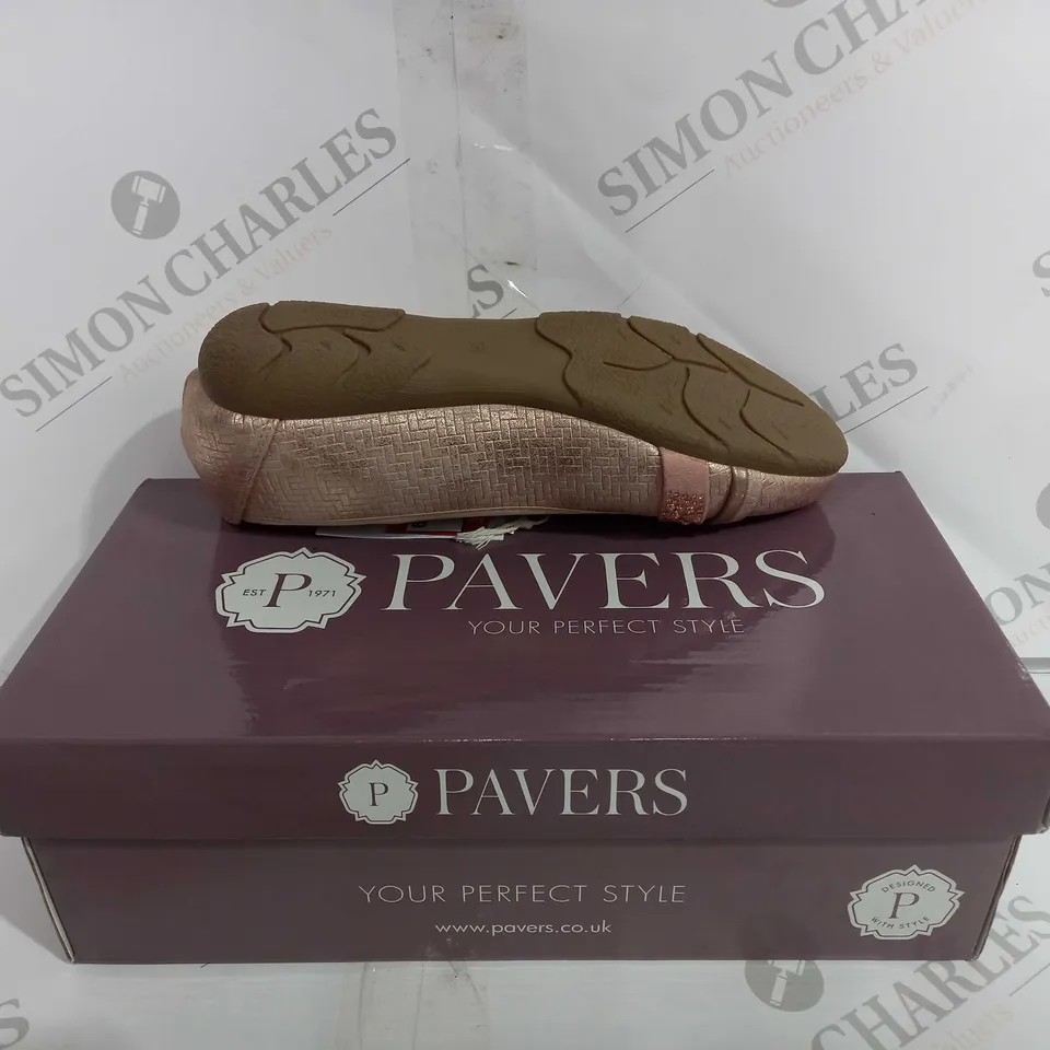 BOXED PAVERS ROSE GOLD SLIP ON SHOES - SIZE 3