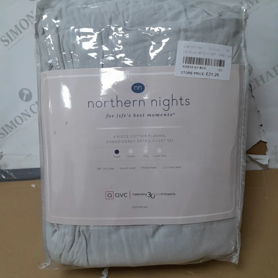 NORTHERN NIGHTS 4 PIECE DUVET SET IN GREY - SINGLE SIZE