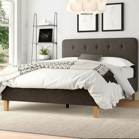 BOXED BUCKHAVEN UPHOLSTERED OTTOMAN BED - DARK GREY // SIZE: 4'6" (3 BOXES)