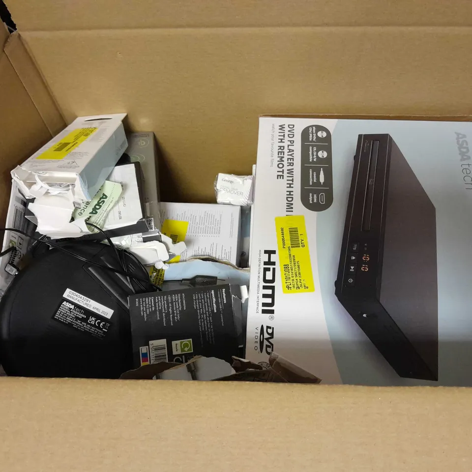 APPROXIMATELY 15 ASSORTED ELECTRICAL ITEMS TO INCLUDE DVD PLAYER, PORTABLE SPEAKER, CABLES, ETC