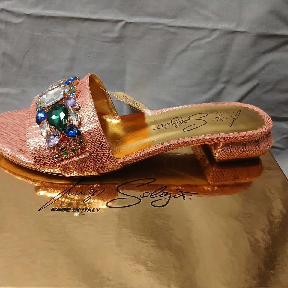 LUIGI SIELOGUET PINK CRYSTAL-EMBELLISHED MESH SANDALS SIZE 39