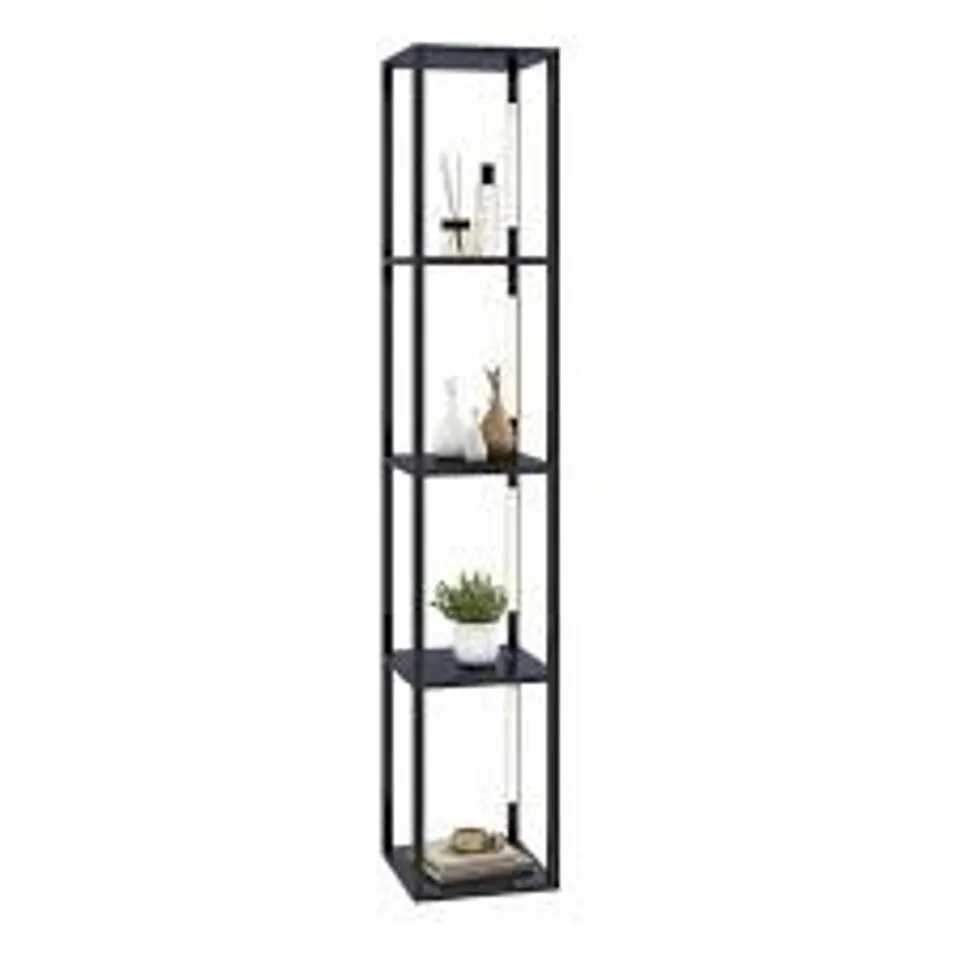 BOXED COSTWAY BLACK 4 SHELF WITH DIMMABLE LED BULB FLOOR LAMP