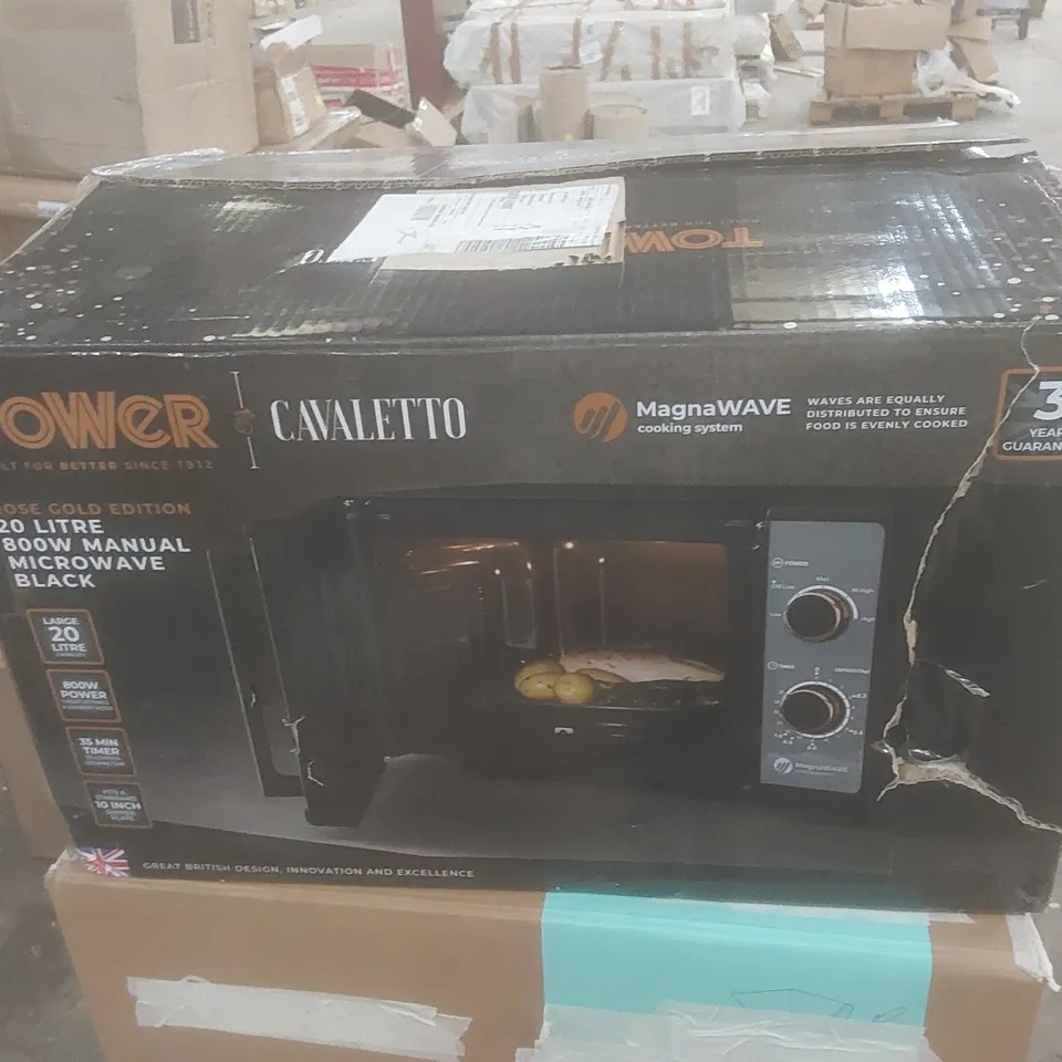 BOXED TOWER CAVALETTO 800W MICROWAVE BLACK