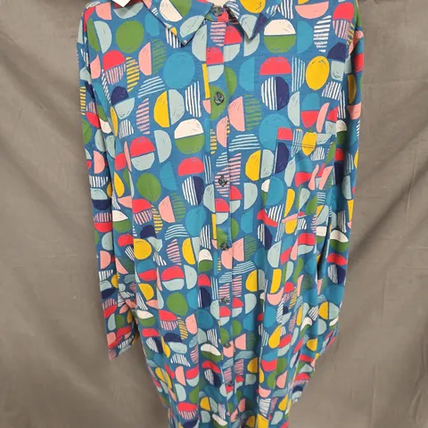 SEASALT CORNWALL DOVE PLANT TUNIC IN STACKED BUOYS MID TEAL SIZE 26-28