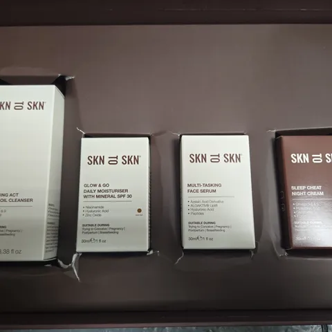SKIN TO SKIN 4-PIECE BEAUTY SET TO INCLUDE FACE SERUM, NIGHT CREAM AND OIL CLEANSER
