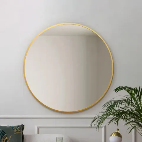 BOXED FENESTRA ROUND WALL MIRROR 100CM - GOLD