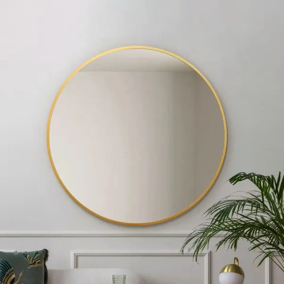 BOXED FENESTRA ROUND WALL MIRROR 100CM - GOLD