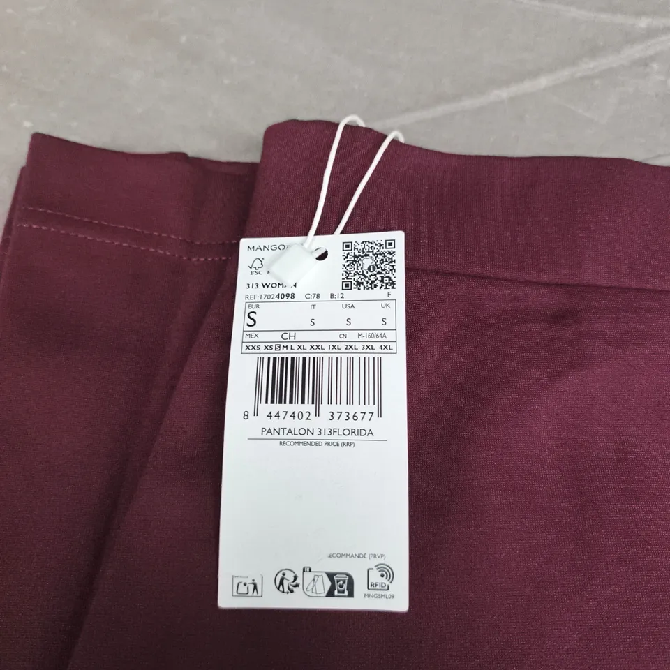 MANGO WOMEN’S TROUSERS – BURGUNDY – UK SIZE S