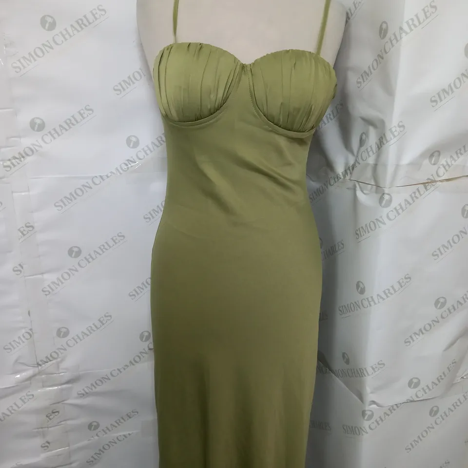 PRETTYLITTLETHING KHAKI GREEN SLIM DRESS - UK 8 