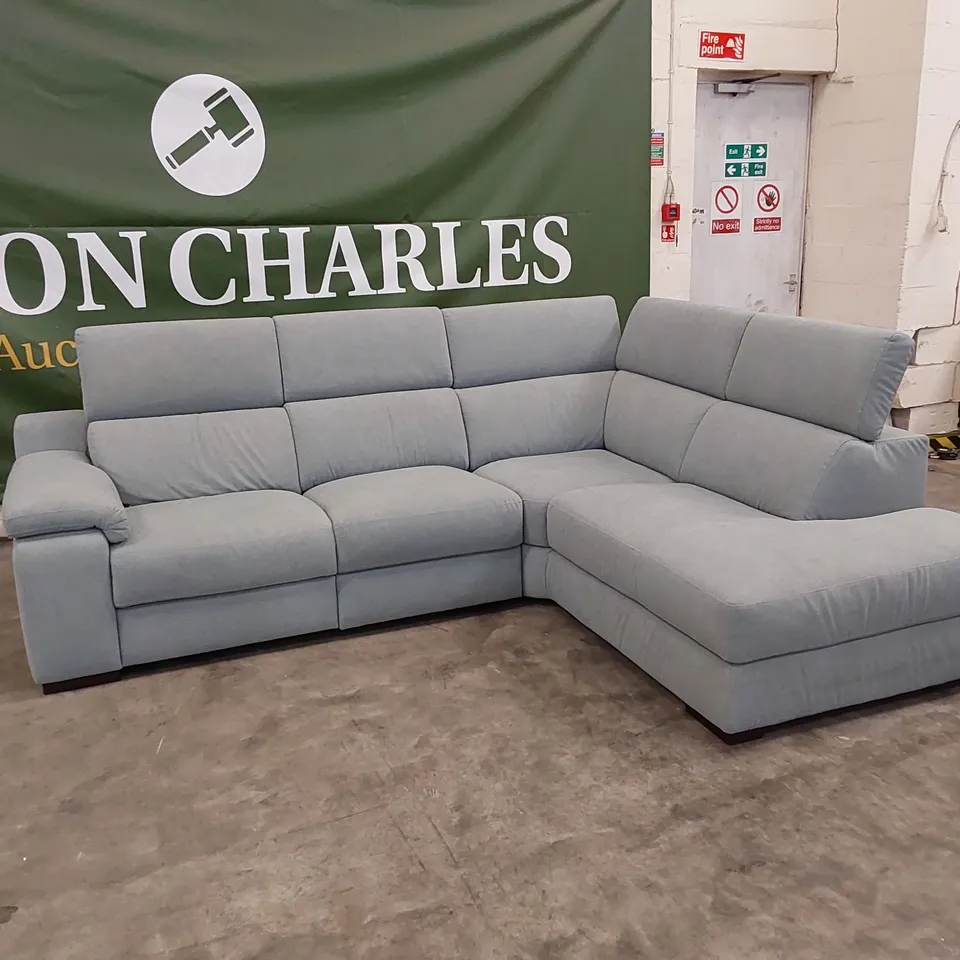 QUALITY DESIGNER ITALIAN MADE RICCARDO GREY FABRIC UPHOLSTERED ELECTRIC RECLINING CORNER SOFA