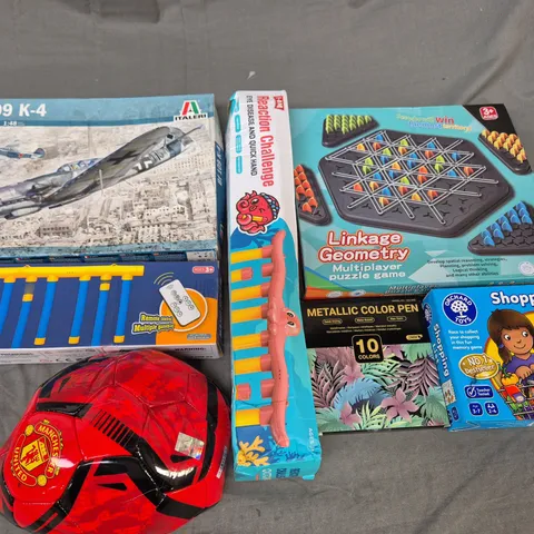 LOT OF APPROXIMATELY 20 ASSORTED TOYS AND GAMES TO INCLUDE ITALERI AIR FIX KIT, HAND SPEED CHALLENGE AND SHOPPING LIST GAME