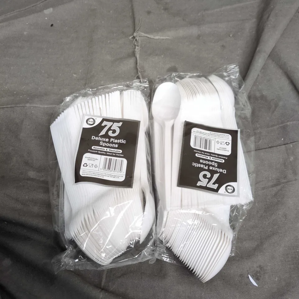 75 DELUXE PLASTIC SPOONS – WHITE DISPOSABLE SPOONS