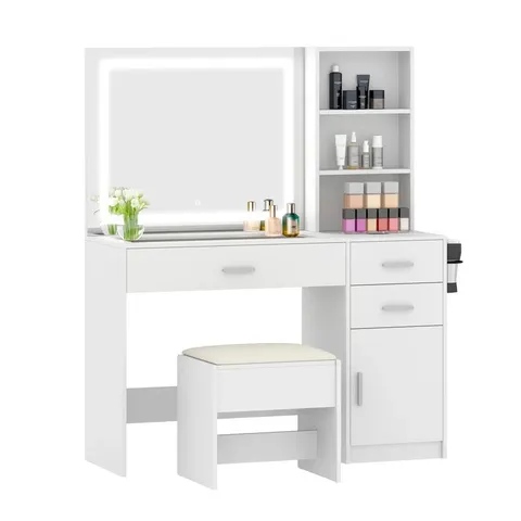 BOXED AMERIA DRESSING TABLE WITH MIRROR，MODERN MAKEUP VANITY TABLE SET