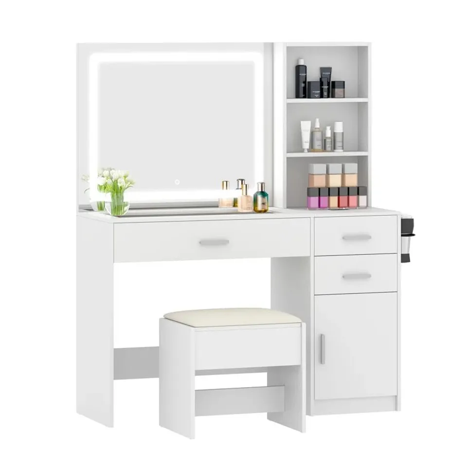 BOXED AMERIA DRESSING TABLE WITH MIRROR,MODERN MAKEUP VANITY TABLE SET