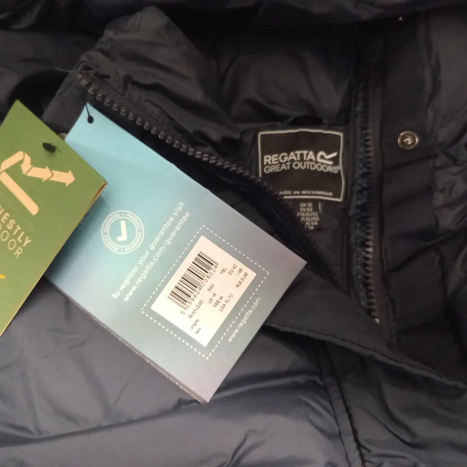 REGATTA LONGLEY NAVY PADDED COAT - UK 16
