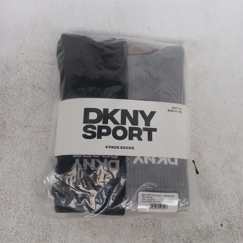 BAGGED DKNY SPORT6-PACK MEN'S SOCKS IN GREY MIX SIZE UK 7-11
