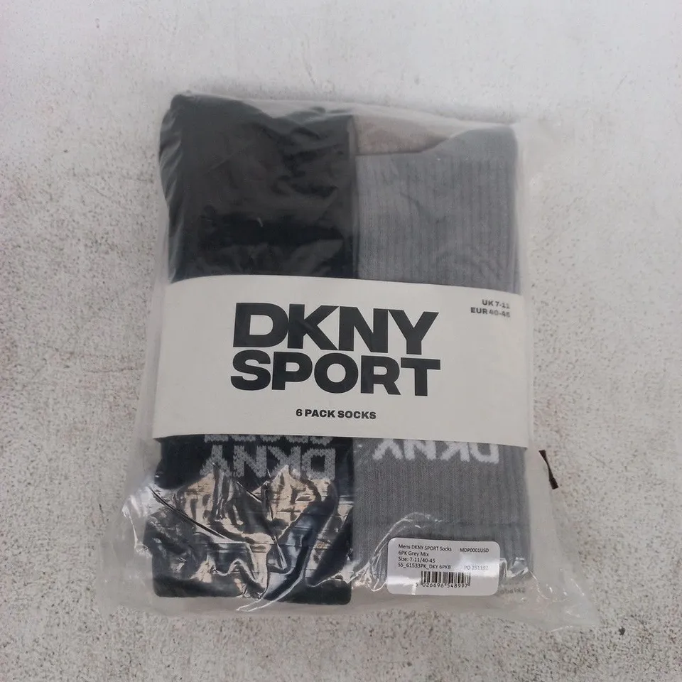 BAGGED DKNY SPORT6-PACK MEN'S SOCKS IN GREY MIX SIZE UK 7-11