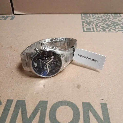 EMPORIO ARMANI AR5860 CHRONOGRAPH STAINLESS STEEL WATCH – BOXED