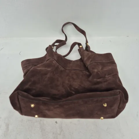 GENUINE LEATHER HANDBAG IN BROWN