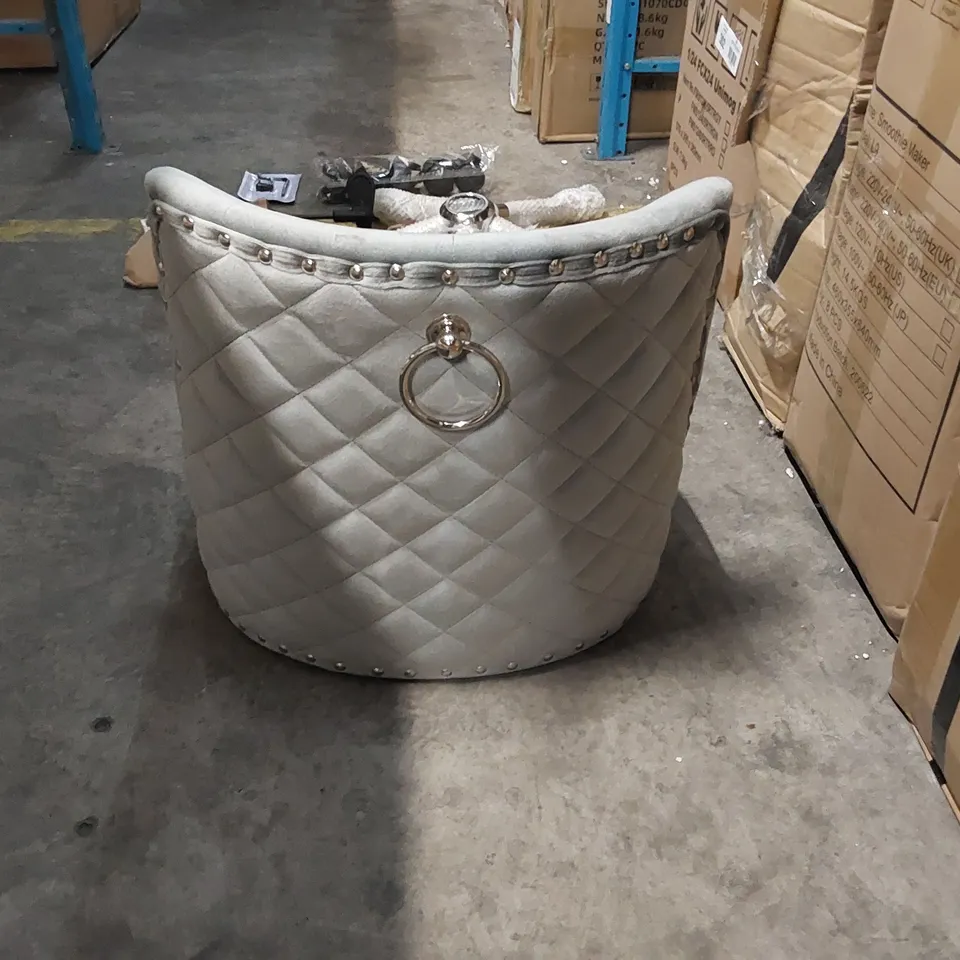 BOXED DESIGNER GREY VELVET CHAIR (1 BOX)