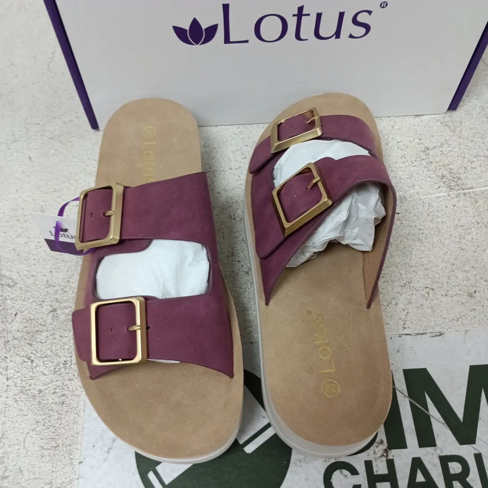 BOXED PAIR OF LOTUS VOLOS SHOES IN PLUM - EU 39