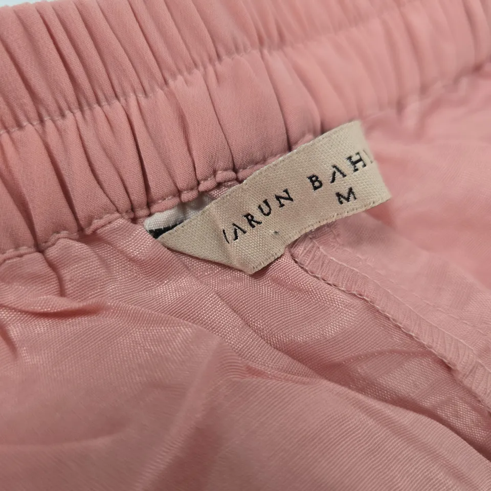 PINK CRINKLE WIDE-LEG TROUSERS – SIZE M (WOMEN) – ELASTIC WAIST