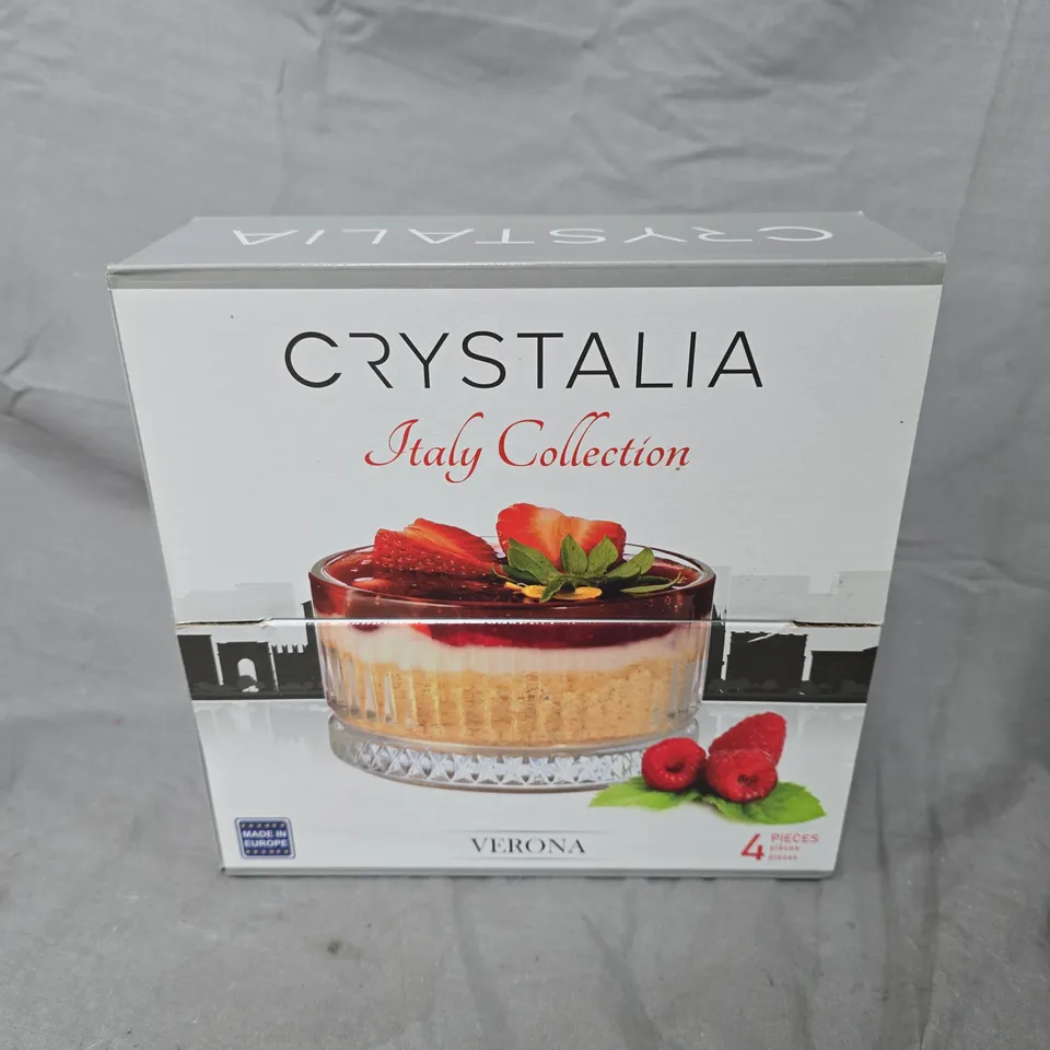 CRYSTALIA ITALY COLLECTION VERONA GLASS DESSERT SET – 4 PIECES