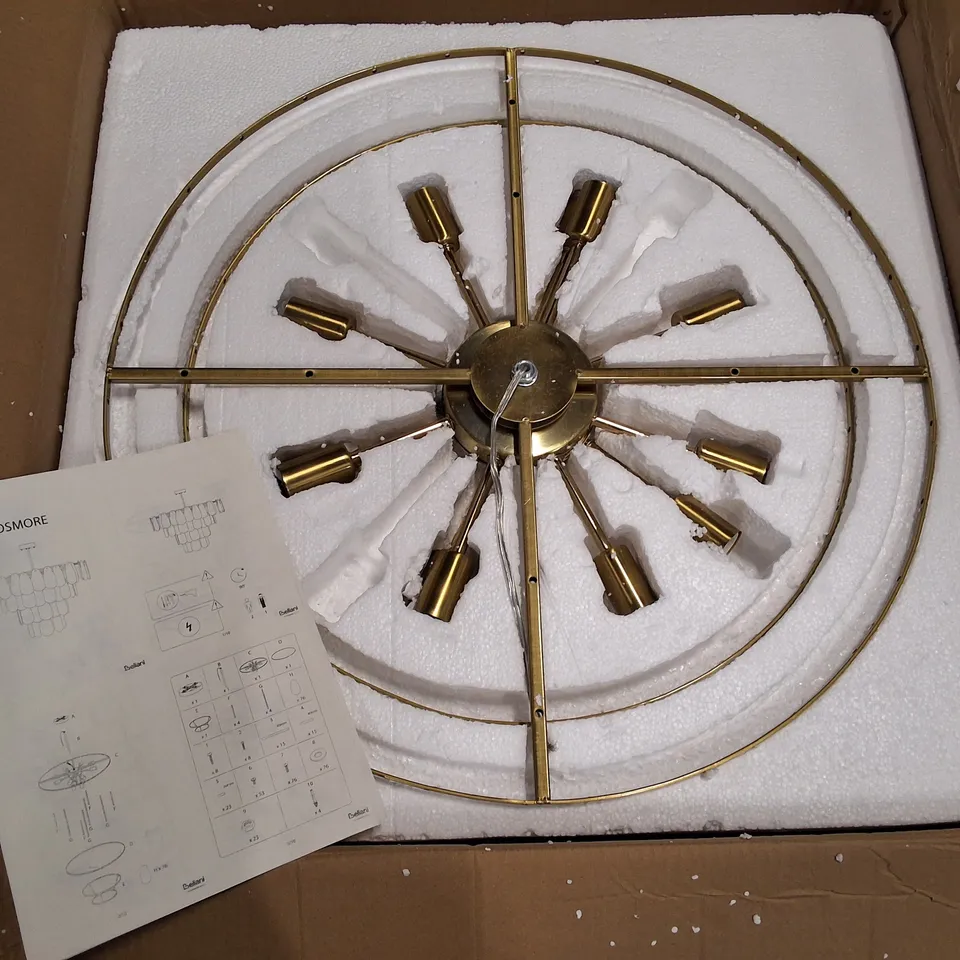 BOXED BELIANI 9-LIGHT OSMORE BRASS CHANDELIER 