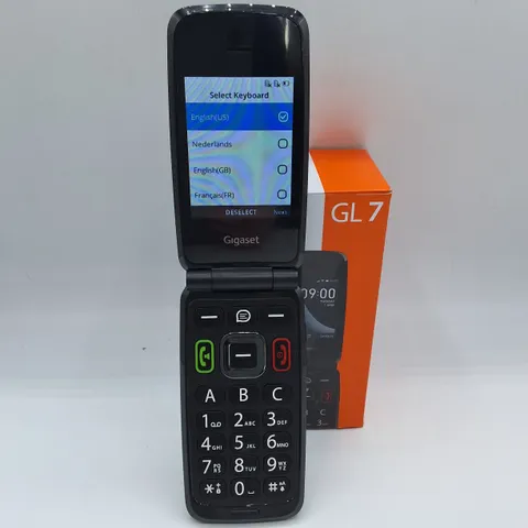 BOXED GIGASET GL 7 FLIP PHONE IN TITANIUM GREY