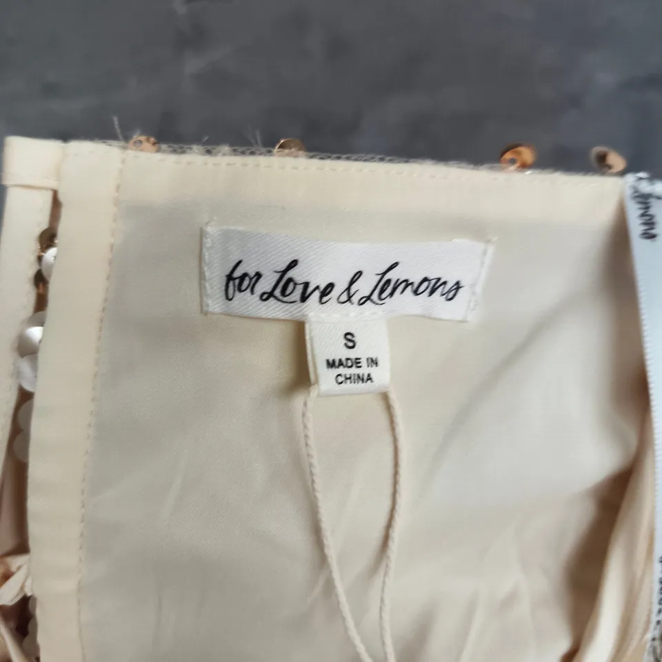 FOR LOVE & LEMONS SEQUIN DRESS – CHAMPAGNE, UK SMALL (S)