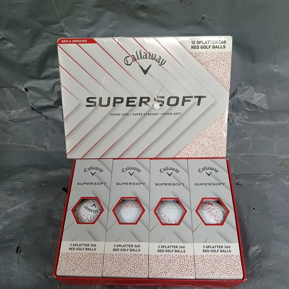 CALLAWAY SUPERSOFT 4X3 SPLATTER 360 RED GOLF BALLS 