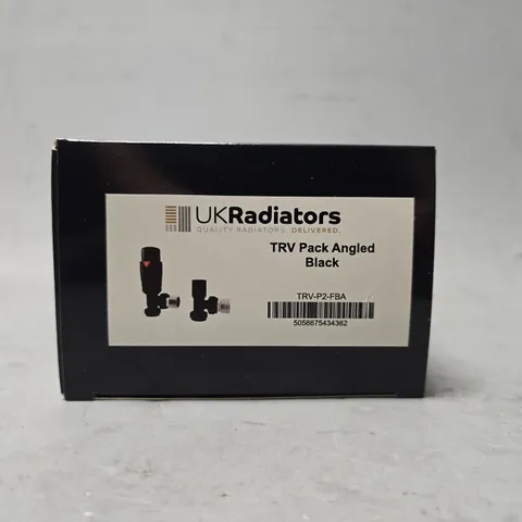 BOXED UK RADIATOR BLACK THERMOSTATIC RADIATOR VALVE PACK ANGLED 