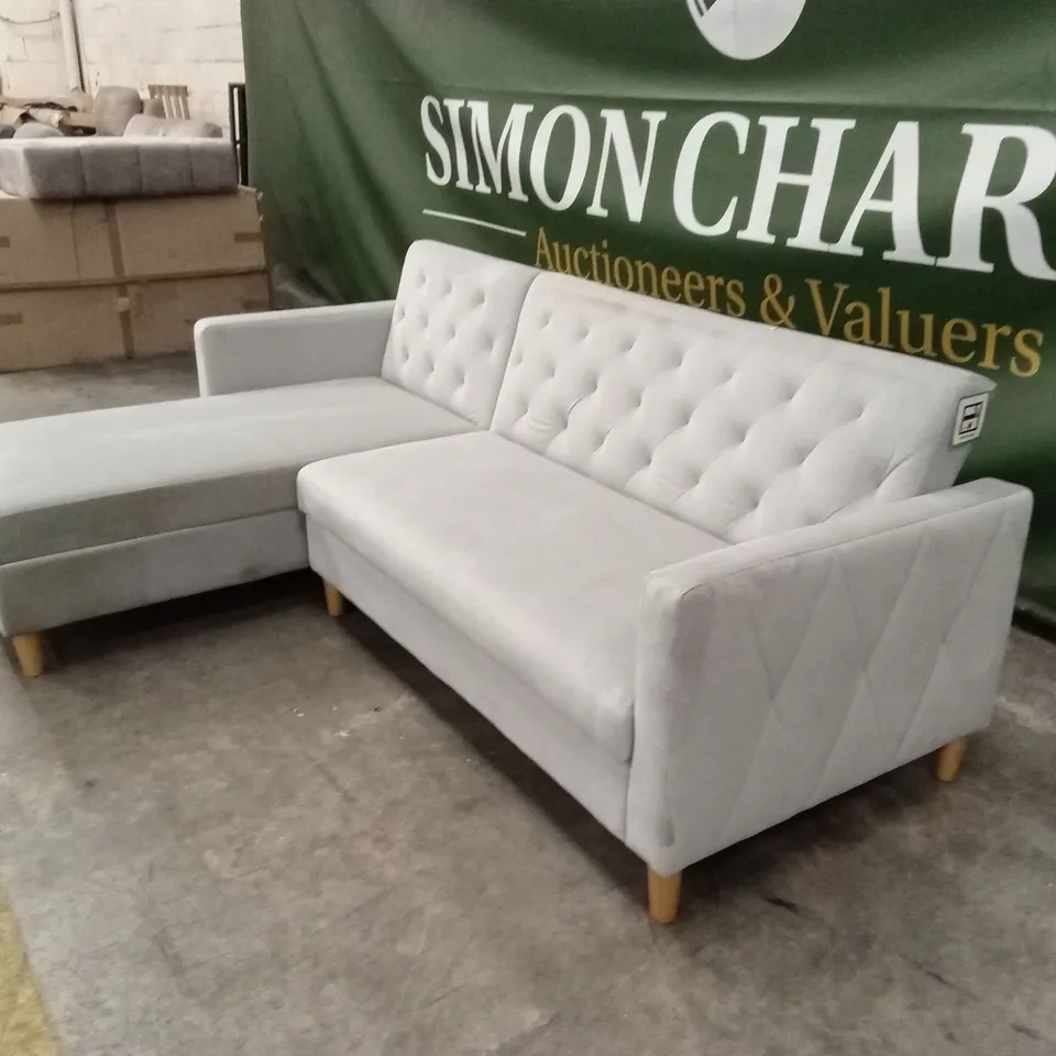 DOREL HOME LIBERTY FABRIC SOFA BED CHAISE WITH STORAGE - GREY RRP £679
