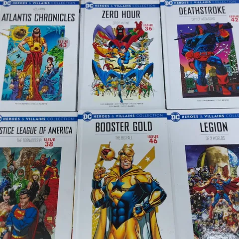 LOT OF 6 ASSORTED DC HEROES AND VILLANS COLLECTION GRAPHIC NOVELS