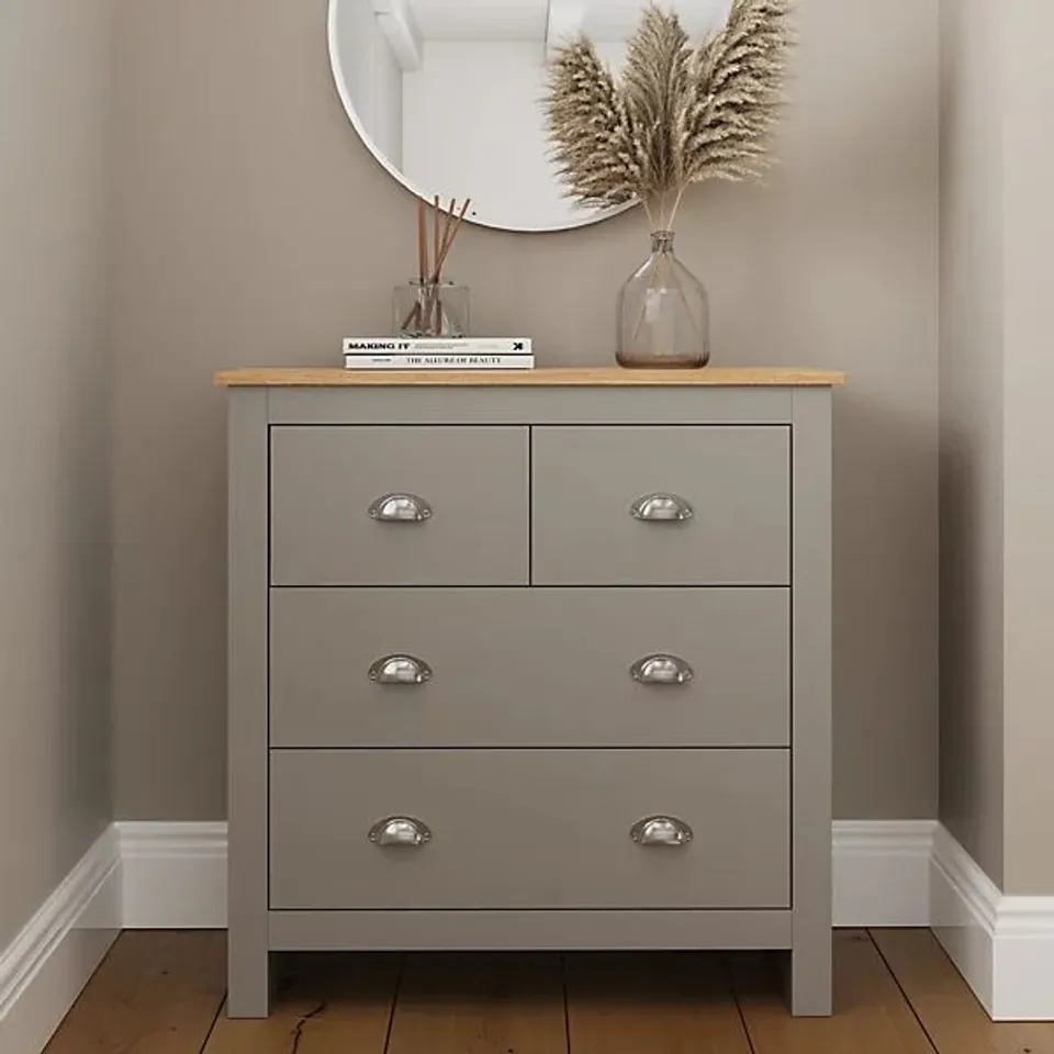 BOXED LANCASTER GREY 2+2 DRAWER CHEST (1 BOX)