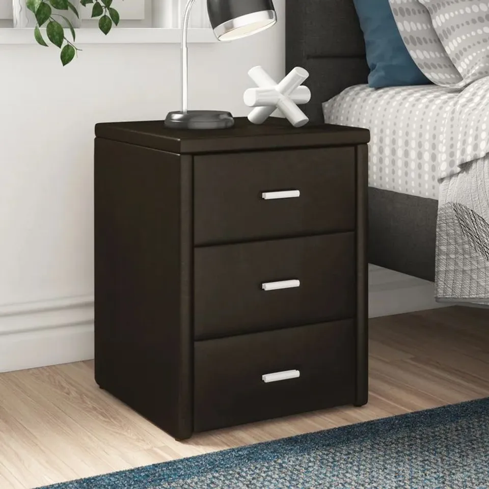 ARJWAN 3 DRAWER BEDSIDE TABLE COLOUR BROWN